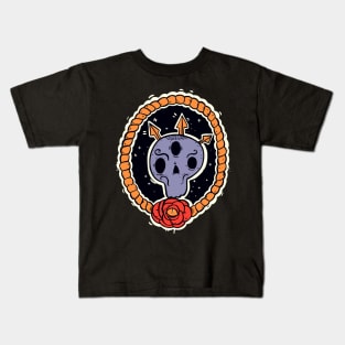 Halloween Purple Calavera Rose Skull Kids T-Shirt